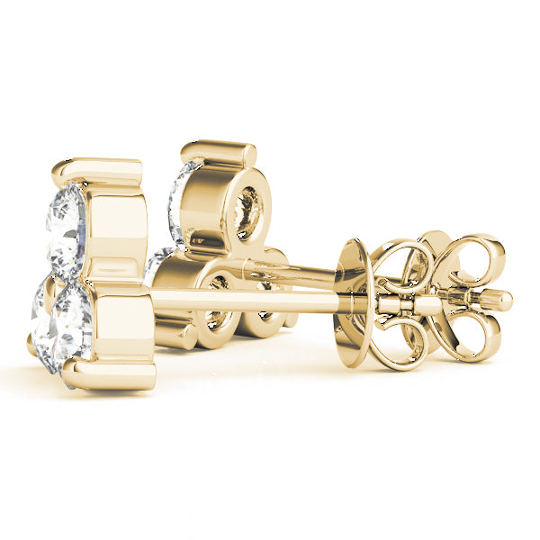 14K Yellow Gold 1/2 ct tw Three Stone Diamond Earring