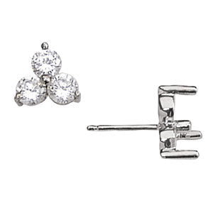 Platinum 1/2 ct tw Three Stone Diamond Earring