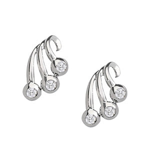 Round Diamond 3-Stone Stud Earrings