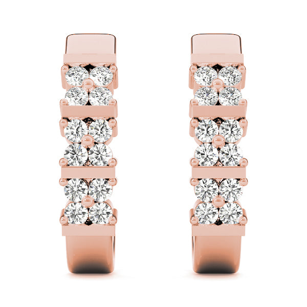 14K Rose Gold 1/4 ct tw J-Hoops Diamond Earring