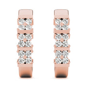 14K Rose Gold Diamond J-Hoop Earrings