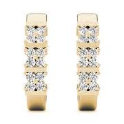 14K Yellow Gold Diamond J-Hoop Earrings