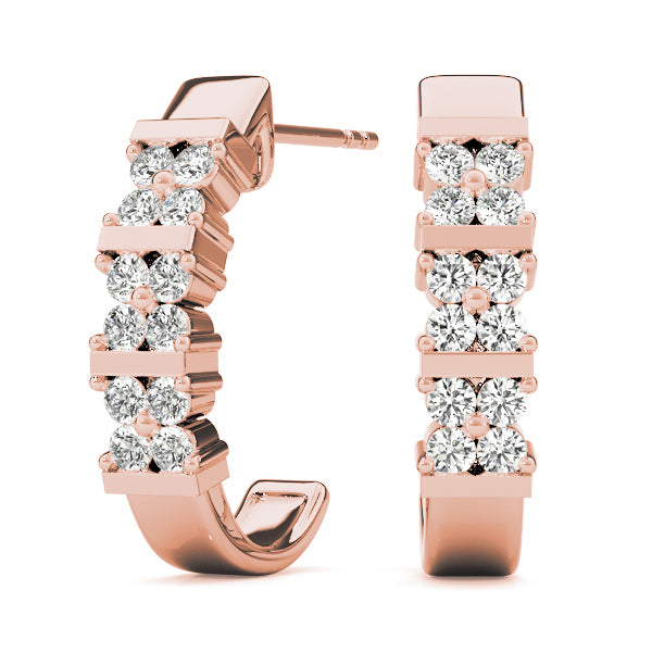 18K Rose Gold 1/4 ct tw J-Hoops Diamond Earring