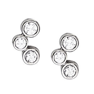 Platinum 1/8 ct tw Three Stone Diamond Earring