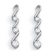 14K White Gold 1/8 ct tw Three Stone Diamond Earring
