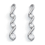 Platinum 1/8 ct tw Three Stone Diamond Earring