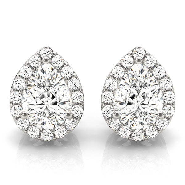 18K White Gold 1/2 ct tw Halo Diamond Earring
