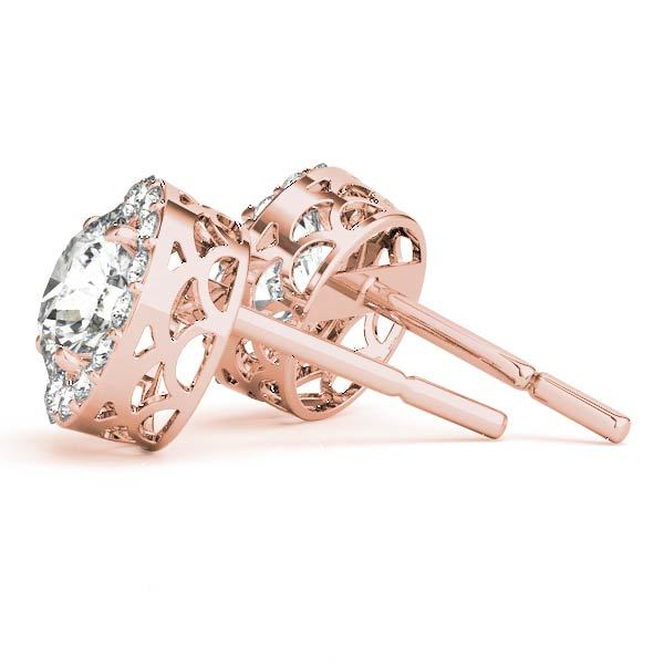 18K Rose Gold 1/3 ct tw Halo Diamond Earring