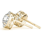 14K Yellow Gold 1/3 ct tw Halo Diamond Earring