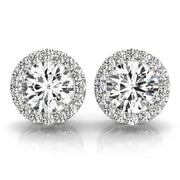 Diamond Round Halo Earrings