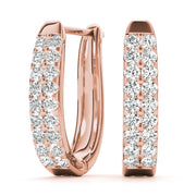 Rose Gold 1ctw Diamond J-Hoop Earrings