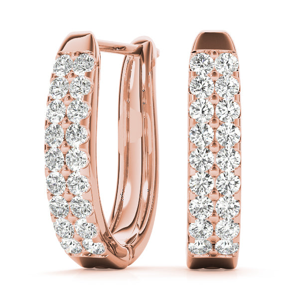 Rose Gold 1ctw Diamond J-Hoop Earrings