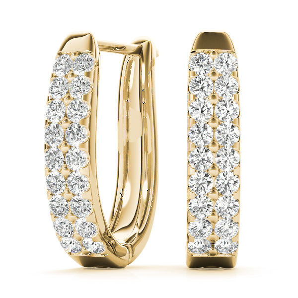 14K Yellow Gold 1 ct tw J-Hoops Diamond Earring