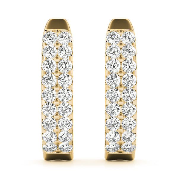 18K Yellow Gold 1 ct tw J-Hoops Diamond Earring