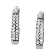 18K White Gold 1 ct tw J-Hoops Diamond Earring
