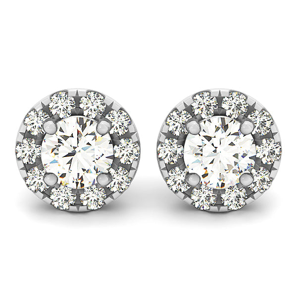 14K White Gold 1 1/4 ct tw Halo Diamond Earring