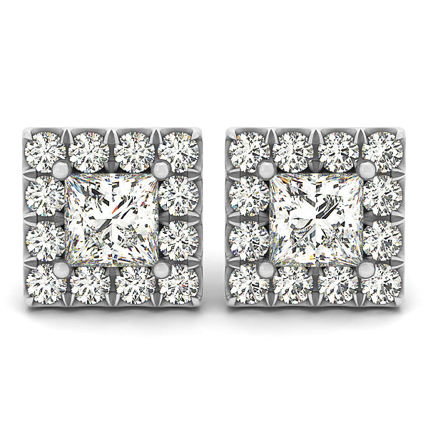 Round Diamond Halo Earrings