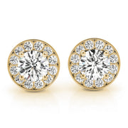 14K Yellow Gold Round Diamond Halo Earring Set