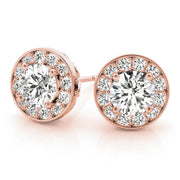 14K Rose Gold 3/4 ct tw Halo Diamond Earring