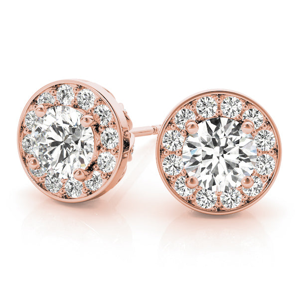 14K Rose Gold 3/4 ct tw Halo Diamond Earring