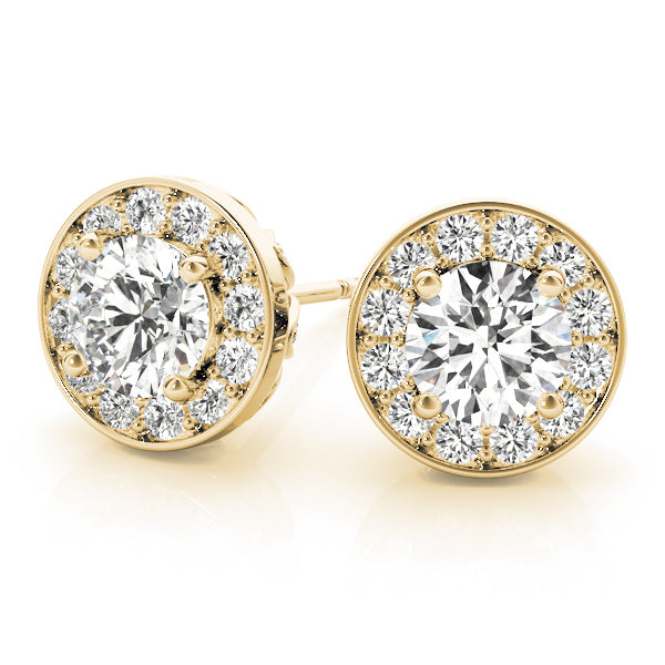 14K Yellow Gold 3/4 ct tw Halo Diamond Earring
