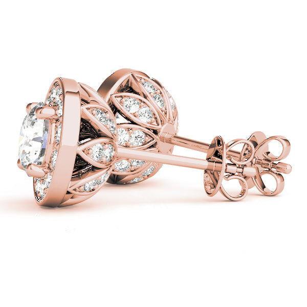 14K Rose Gold 3/4 ct tw Halo Diamond Earring