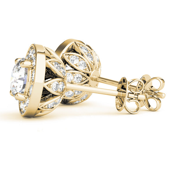 18K Yellow Gold 3/4 ct tw Halo Diamond Earring