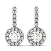 18K White Gold 1 ct tw Halo Diamond Earring