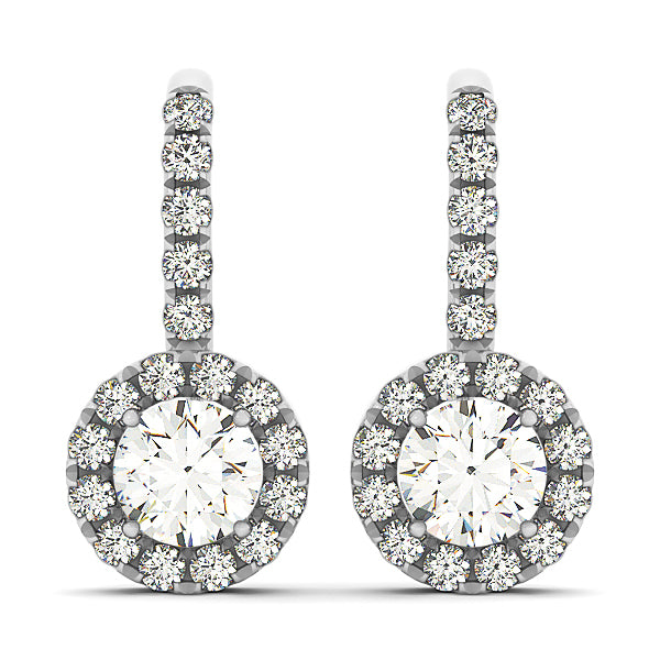 18K White Gold 1 ct tw Halo Diamond Earring