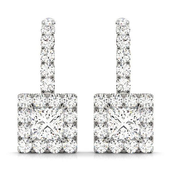 Platinum 7/8 ct tw Halo Diamond Earring