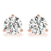 14K Rose Gold Round Diamond Stud Earrings