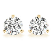 14K Yellow Gold Round Diamond Stud Earrings