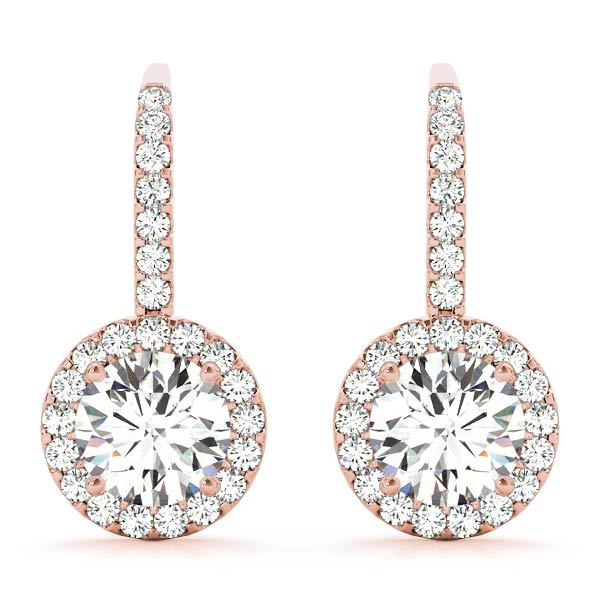 18K Rose Gold 1 1/5 ct tw Halo Diamond Earring