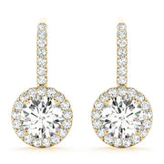 14K Yellow Gold Round Diamond Halo Earrings