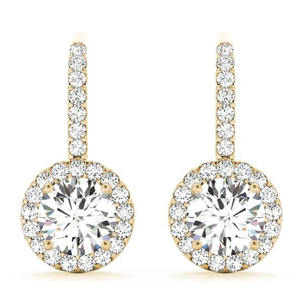 18K Yellow Gold 1 1/5 ct tw Halo Diamond Earring