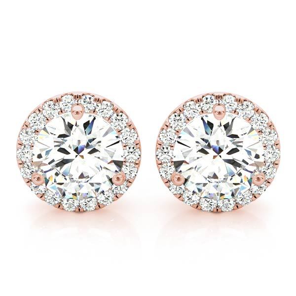 14K Rose Gold 1 ct tw Halo Diamond Earring