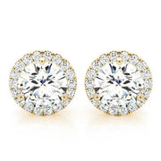 18K Yellow Gold 1 ct tw Halo Diamond Earring