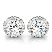 Round Diamond Halo Earring Set