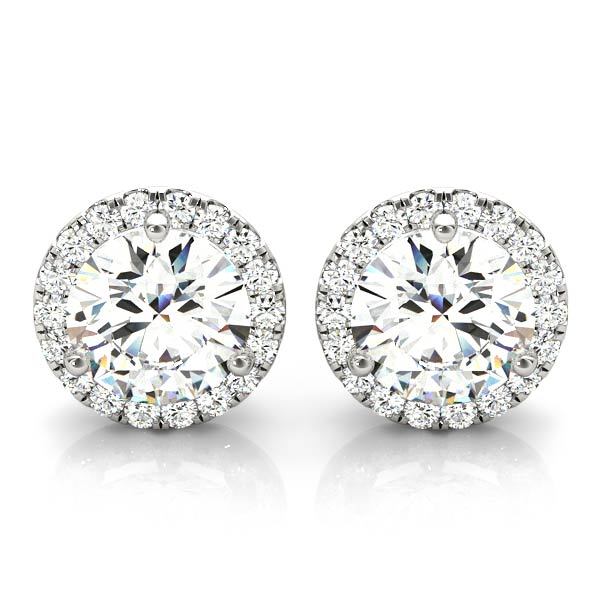 18K White Gold 1 ct tw Halo Diamond Earring