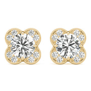 14K Yellow Gold Diamond Halo Stud Earrings