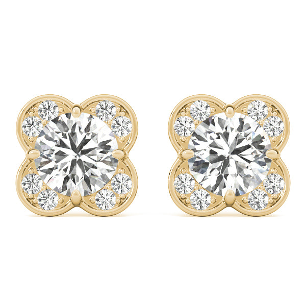 18K Yellow Gold 1/2 ct tw Halo Diamond Earring