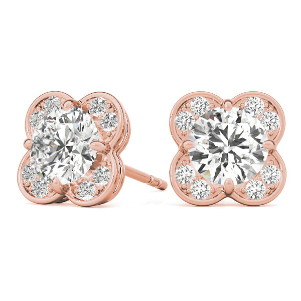 14K Rose Gold 1/2 ct tw Halo Diamond Earring