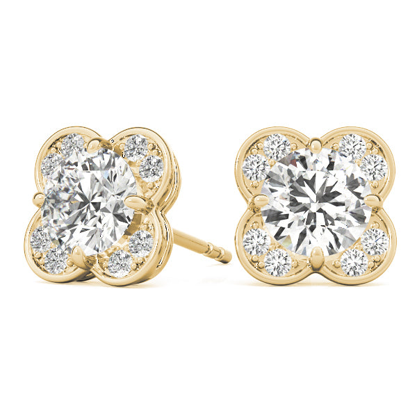 18K Yellow Gold 1/2 ct tw Halo Diamond Earring