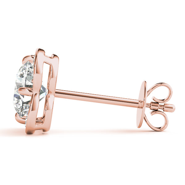14K Rose Gold 1/2 ct tw Halo Diamond Earring