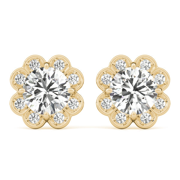 14K Yellow Gold 1/2 ct tw Halo Diamond Earring