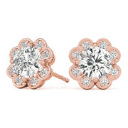 14K Rose Gold 1/2 ct tw Halo Diamond Earring