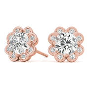 18K Rose Gold 1/2 ct tw Halo Diamond Earring