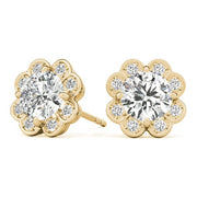 14K Yellow Gold 1/2 ct tw Halo Diamond Earring