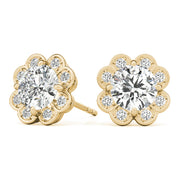 14K Yellow Gold 1/2 ct tw Halo Diamond Earring