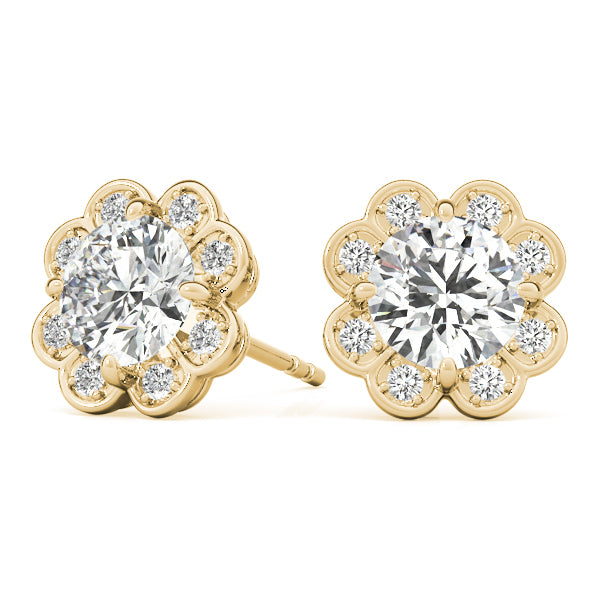 14K Yellow Gold 1/2 ct tw Halo Diamond Earring